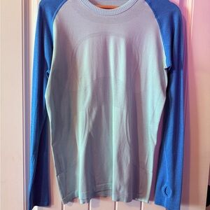 lululemon athletica Two-Tone Blue Long Sleeve hip length swiftly GUC size 12